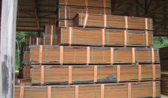 stacks of ipe wood decking