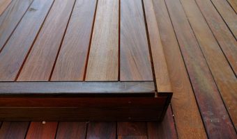 wooden decking with step