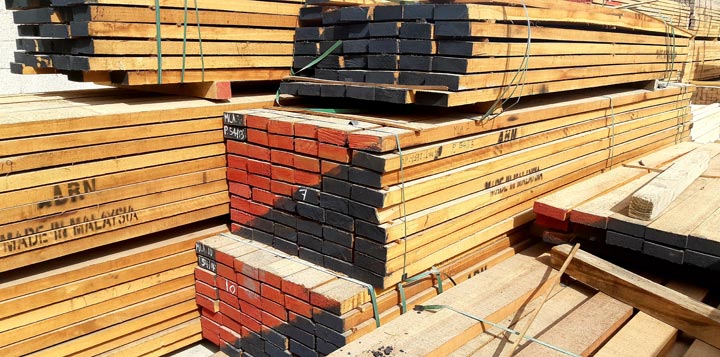 stacks of meranti lumber