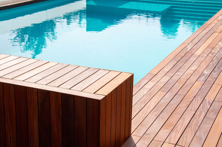 ipe decking around backyard pool