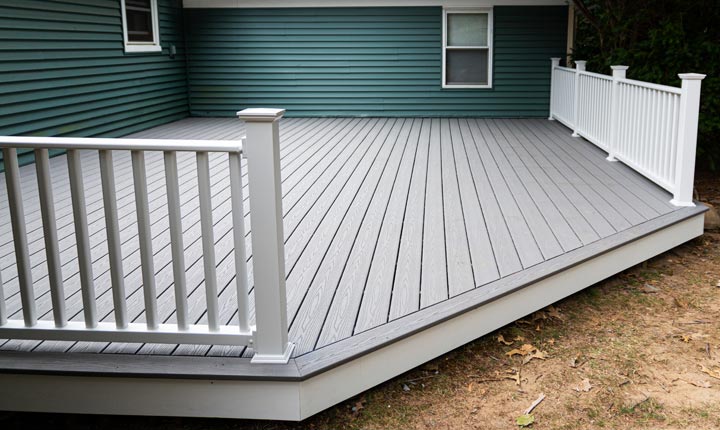 back deck with new grey composite decking