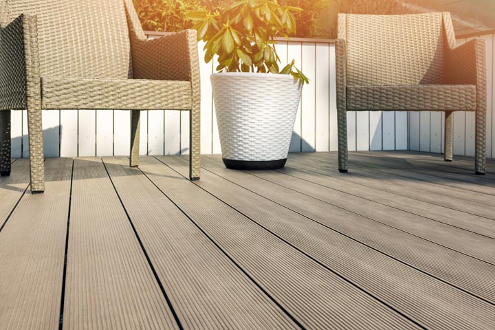 brown composite decking on back porch