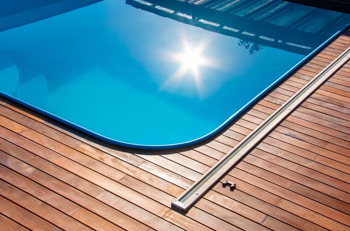 ipe wood decking around swimming pool